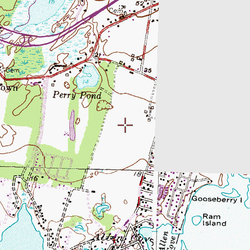 Topographic Map of Charlestown Census Designated Place, RI