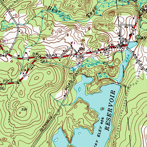 Topographic Map of Clayville Census Designated Place, RI