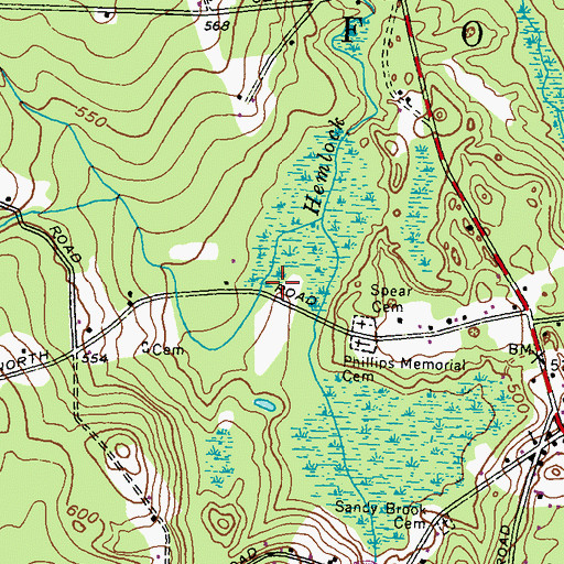 Topographic Map of Foster Center Census Designated Place, RI