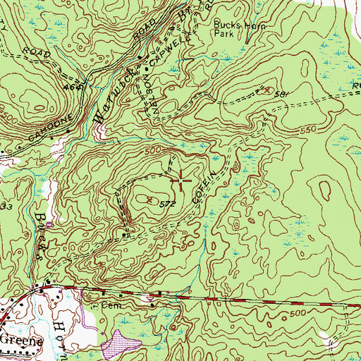 Topographic Map of Greene Census Designated Place, RI