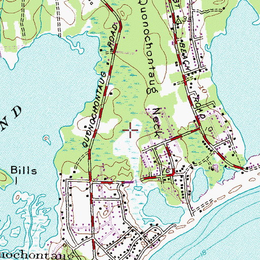 Topographic Map of Quonochontaug Census Designated Place, RI