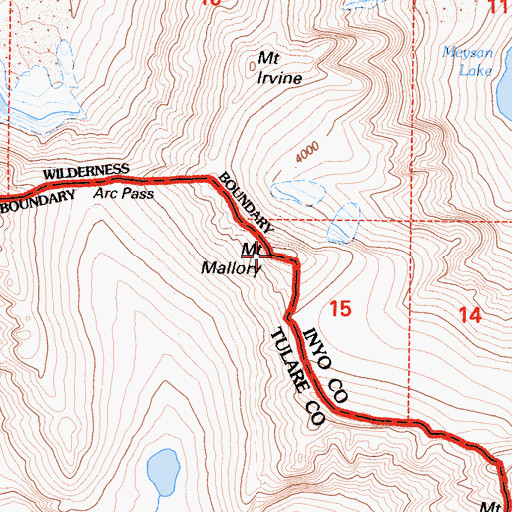 Topographic Map of Mount Mallory, CA