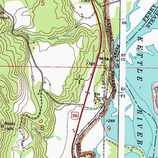 Topographic Map of Boyds Census Designated Place, WA