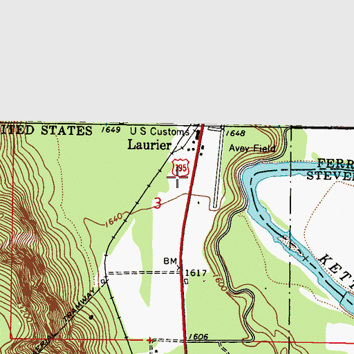 Topographic Map of Laurier Census Designated Place, WA