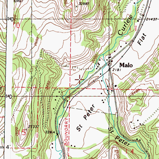 Topographic Map of Malo Census Designated Place, WA