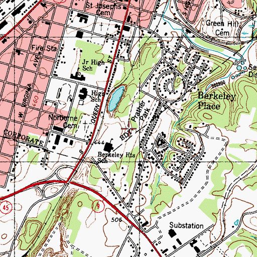 Topographic Map of Vicki V Douglas Juvenile Center, WV