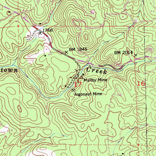Topographic Map of Maltby Mine, CA