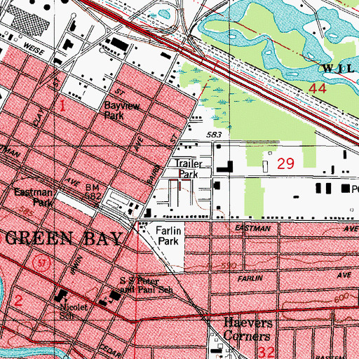 Topographic Map of North Baird Mobile Home Park, WI