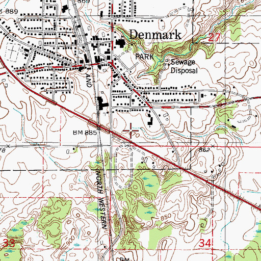 Topographic Map of Olympic Village, WI
