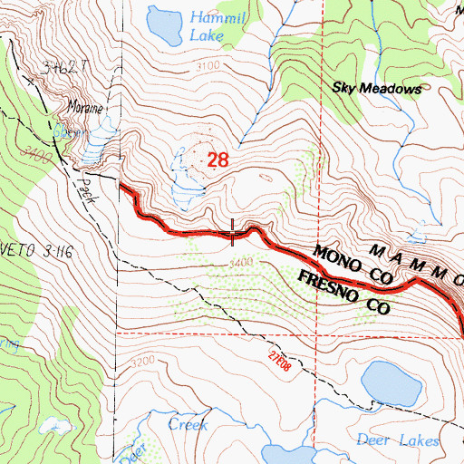 Topographic Map of Mammoth Crest, CA