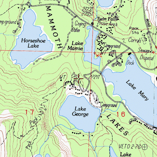 Topographic Map of Mammoth Lakes, CA