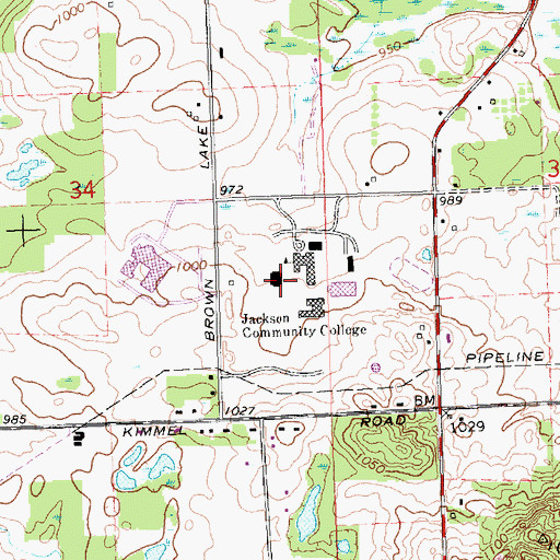 Topographic Map of Bert H Walker Hall, MI