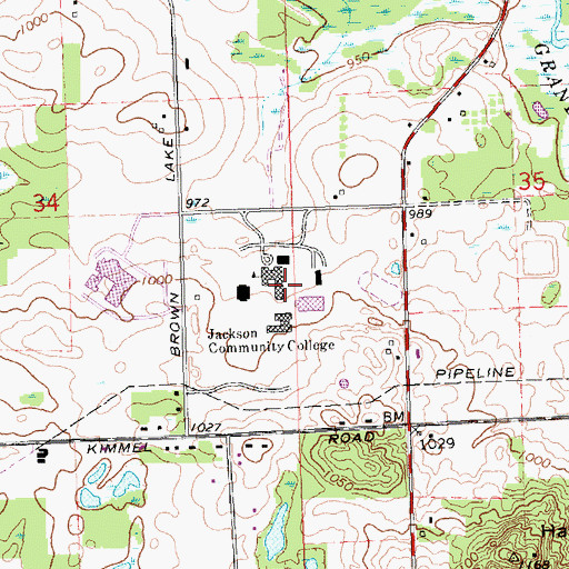 Topographic Map of Justin F Whiting Hall, MI
