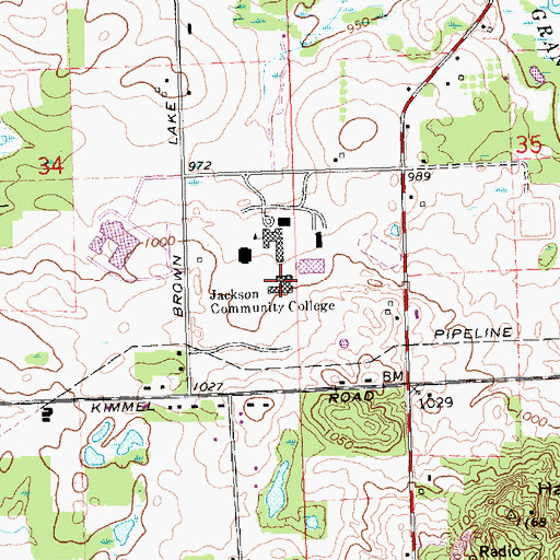 Topographic Map of James A McDivitt Hall, MI
