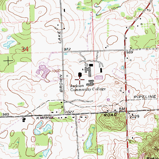 Topographic Map of William Atkinson Hall, MI