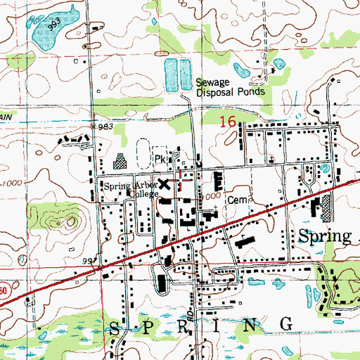 Topographic Map of Gainey Hall, MI