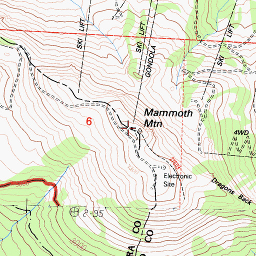 Topographic Map of Mammoth Mountain, CA