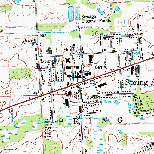Topographic Map of Sayre Decan Hall, MI