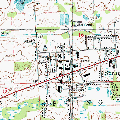 Topographic Map of Kresge Student Center, MI