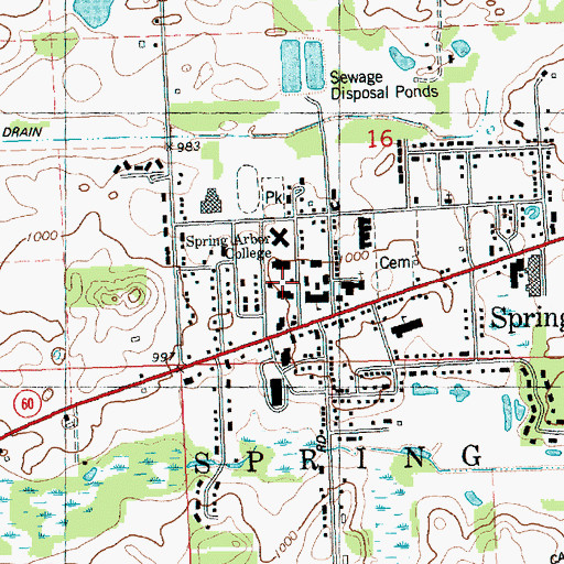 Topographic Map of White Library, MI