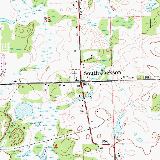 Topographic Map of South Jackson Post Office (historical), MI