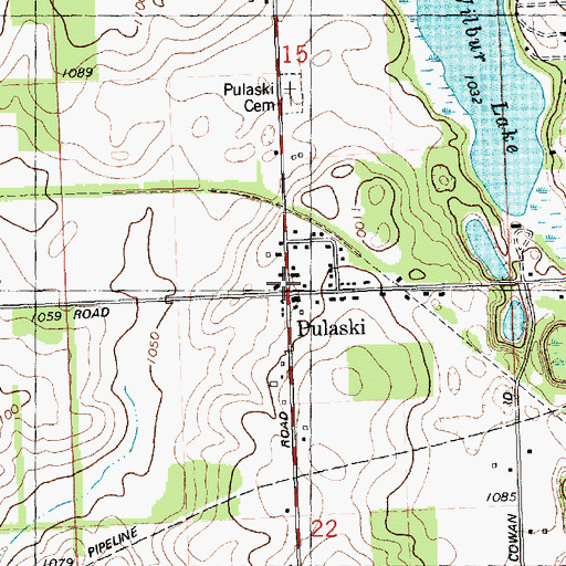 Topographic Map of Pulaski Post Office (historical), MI