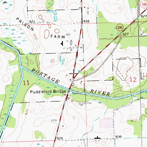 Topographic Map of Puddleford Post Office (historical), MI
