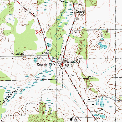 Topographic Map of Minard Post Office (historical), MI