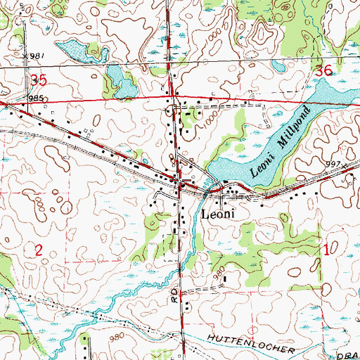 Topographic Map of Leoni Post Office (historical), MI