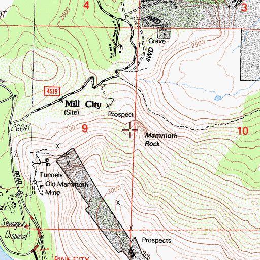 Topographic Map of Mammoth Rock, CA