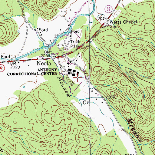 Topographic Map of Anthony Correctional Center, WV