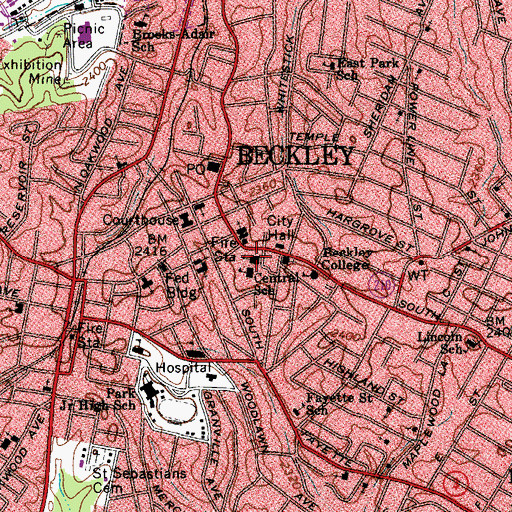 Topographic Map of The Academy at Mountain State University, WV