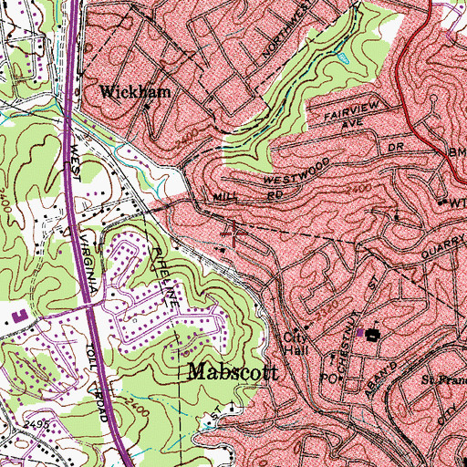 Topographic Map of Mabscott Christian Academy, WV