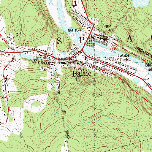 Topographic Map of Baltic Census Designated Place, CT