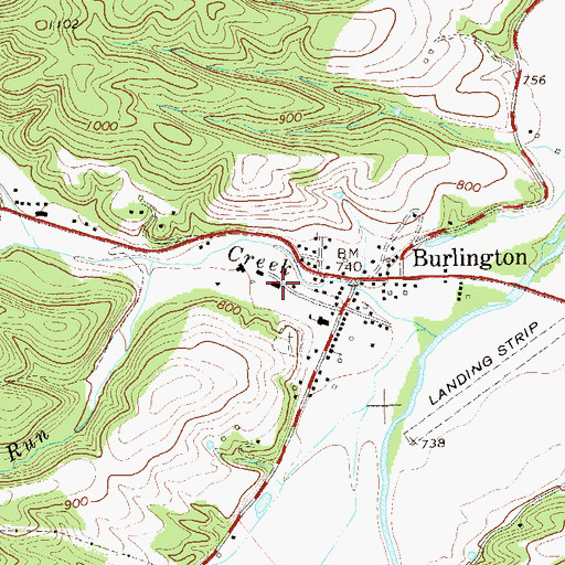 Topographic Map of Burlington Center, WV