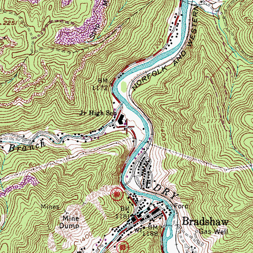 Topographic Map of River View High School, WV