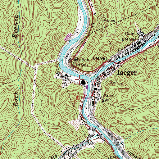 Topographic Map of Iaeger Elementary School, WV