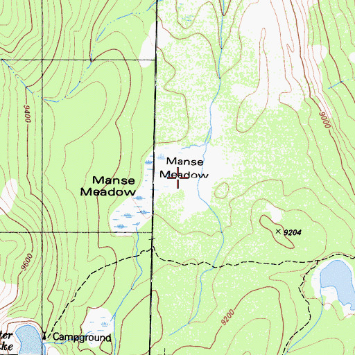 Topographic Map of Manse Meadow, CA