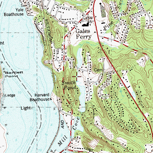 Topographic Map of Gales Ferry Census Designated Place, CT