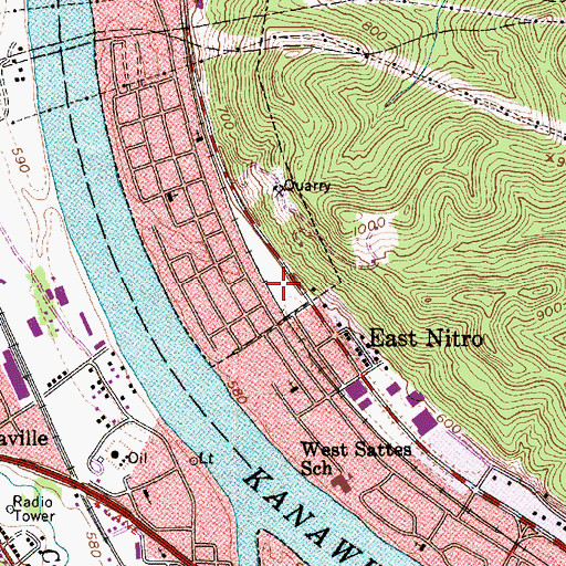 Topographic Map of Twin City Christian Academy (historical), WV
