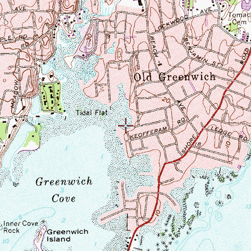 Topographic Map of Old Greenwich Census Designated Place, CT