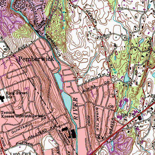 Topographic Map of Pemberwick Census Designated Place, CT