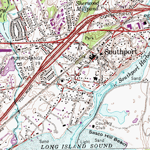 Topographic Map of Southport Census Designated Place, CT