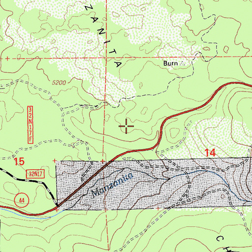 Topographic Map of Manzanita Chute, CA