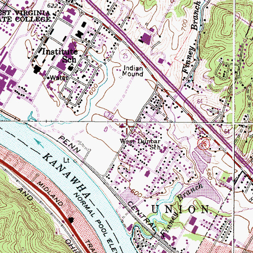 Topographic Map of James H Tiger Morton Juvenile Center, WV