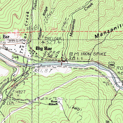 Topographic Map of Manzanita Creek, CA