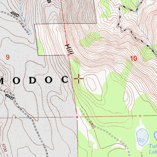 Topographic Map of Manzanita Hill, CA