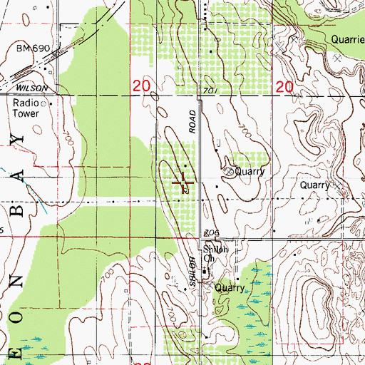 Topographic Map of Robertson Orchards, WI