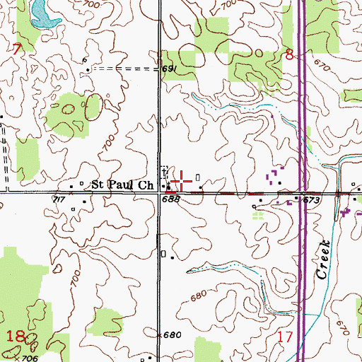 Topographic Map of Whispering Orchards, WI