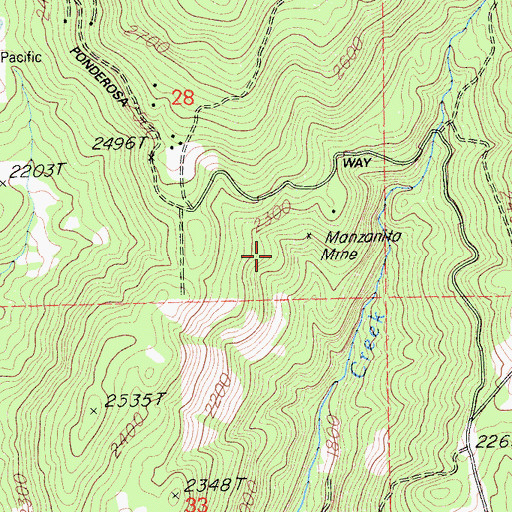 Topographic Map of Manzanita Mine, CA